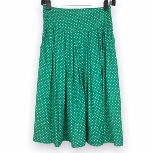 Modcloth Pretty Vacant Size XS Skirt Green White Hearts Heart Print With Pockets